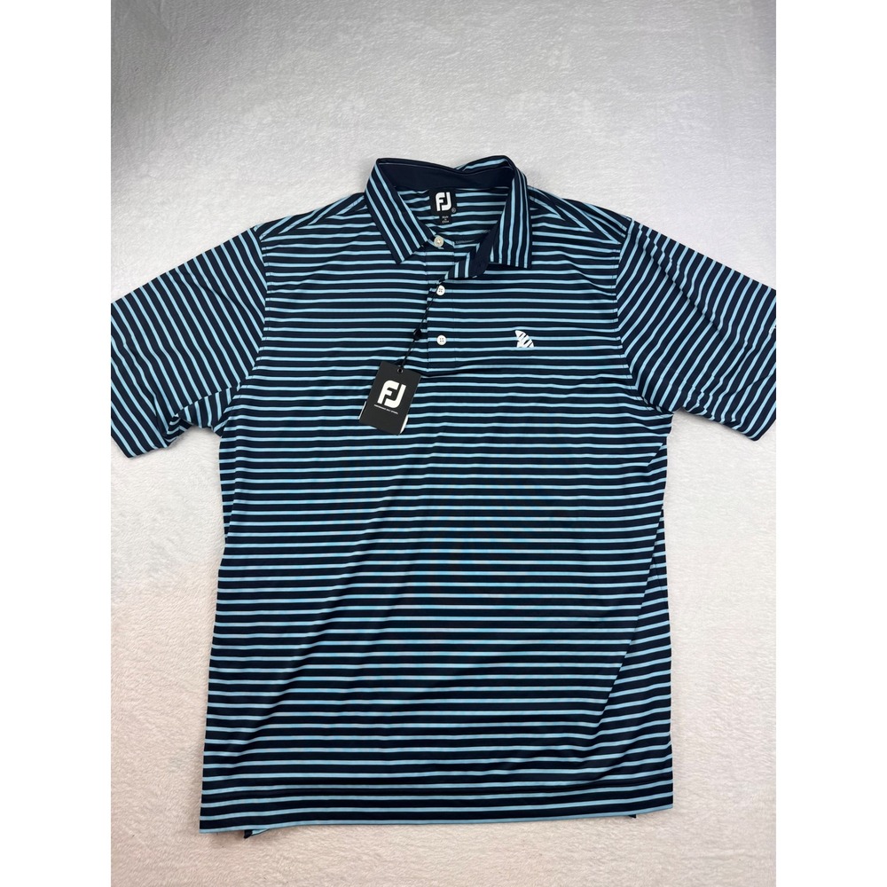 FootJoy ProDry Golf Polo Shirt XL Navy Light Blue Striped Tiger Point NWT
